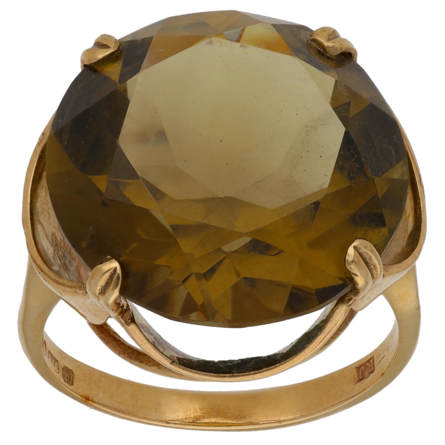 9ct Gold Smoky Quartz Single Stone Ring Size O