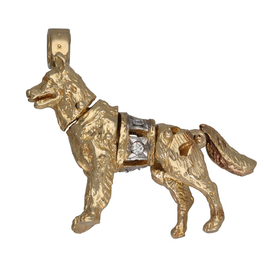 9ct Gold Cubic Zirconia Dog Pendant