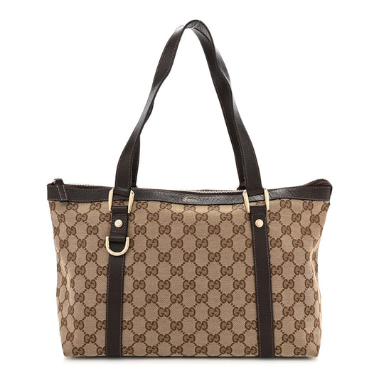 Gucci Abbey Tote D-Ring GG Canvas Bag - Brown