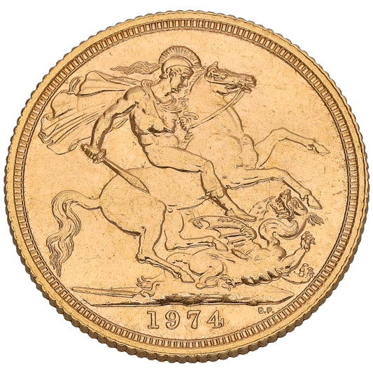 22ct Gold Queen Elizabeth II Full Sovereign Coin 1974