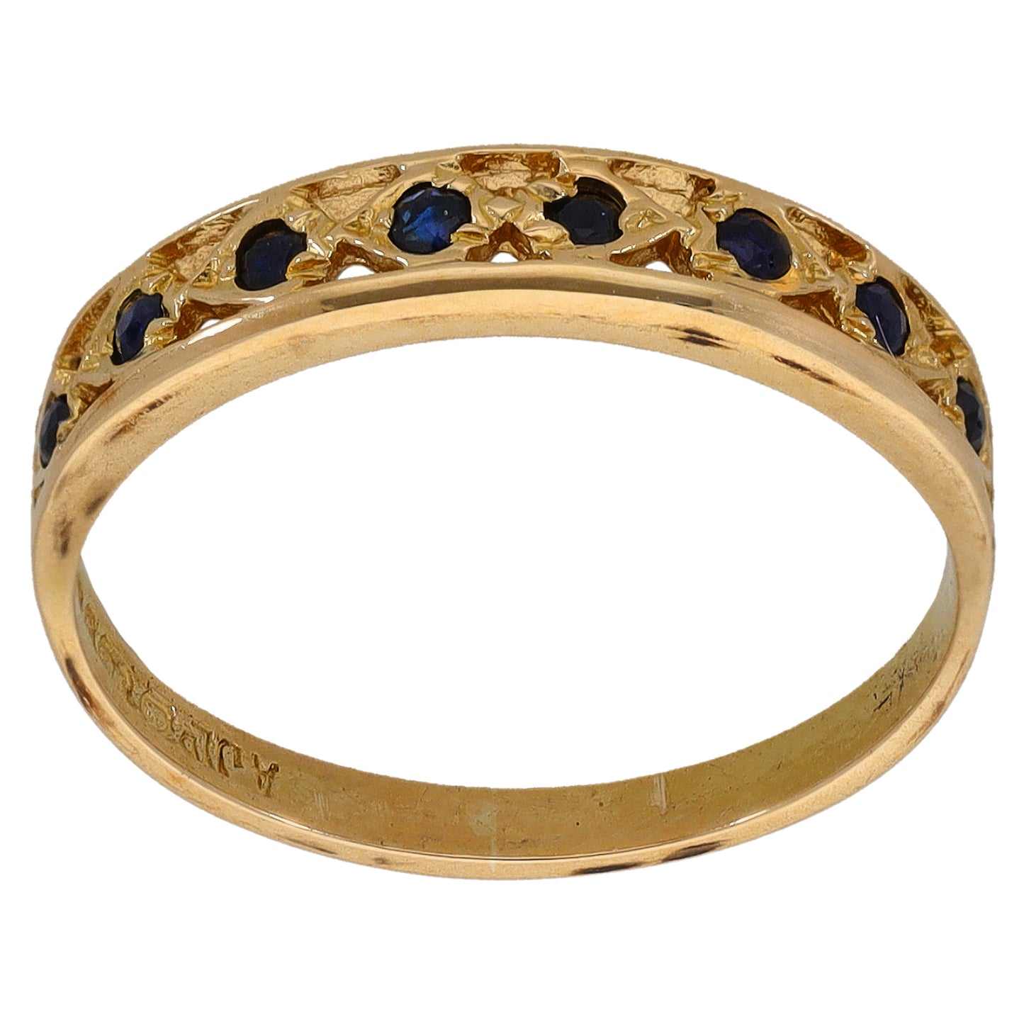 9ct Gold Sapphire Half Eternity Ring Size O