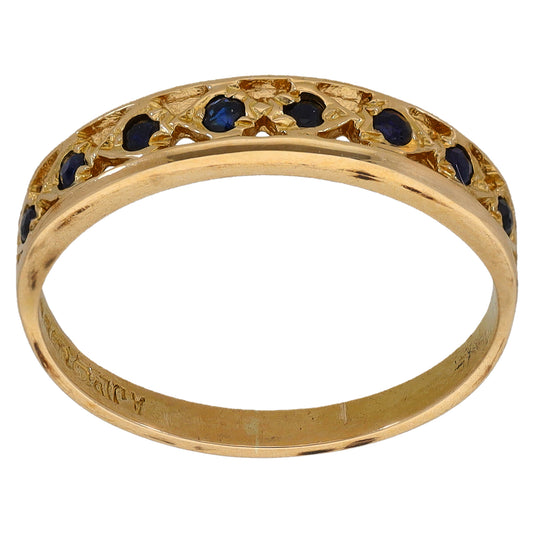 9ct Gold Sapphire Half Eternity Ring Size O