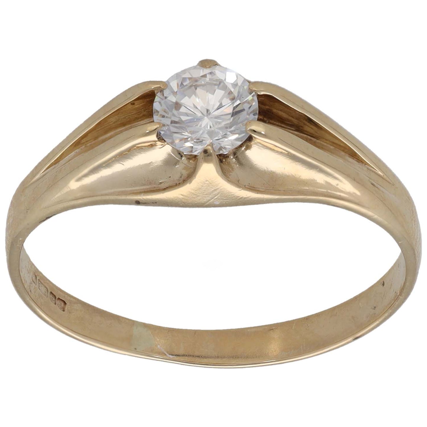 9ct Gold Cubic Zirconia Single Stone Ring Size S