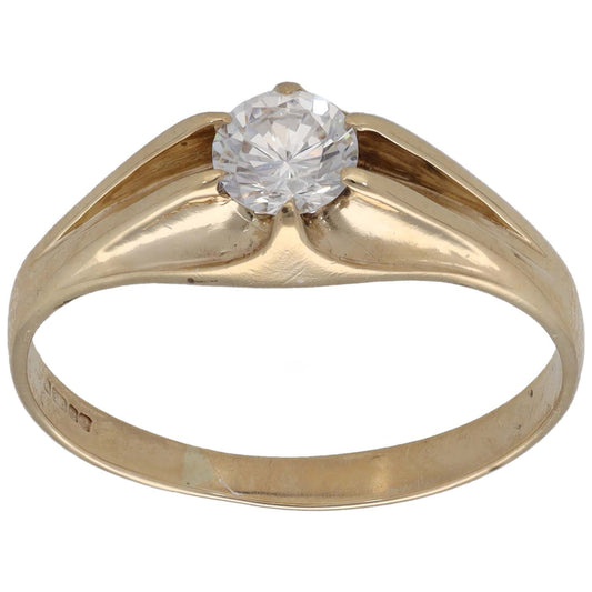 9ct Gold Cubic Zirconia Single Stone Ring Size S