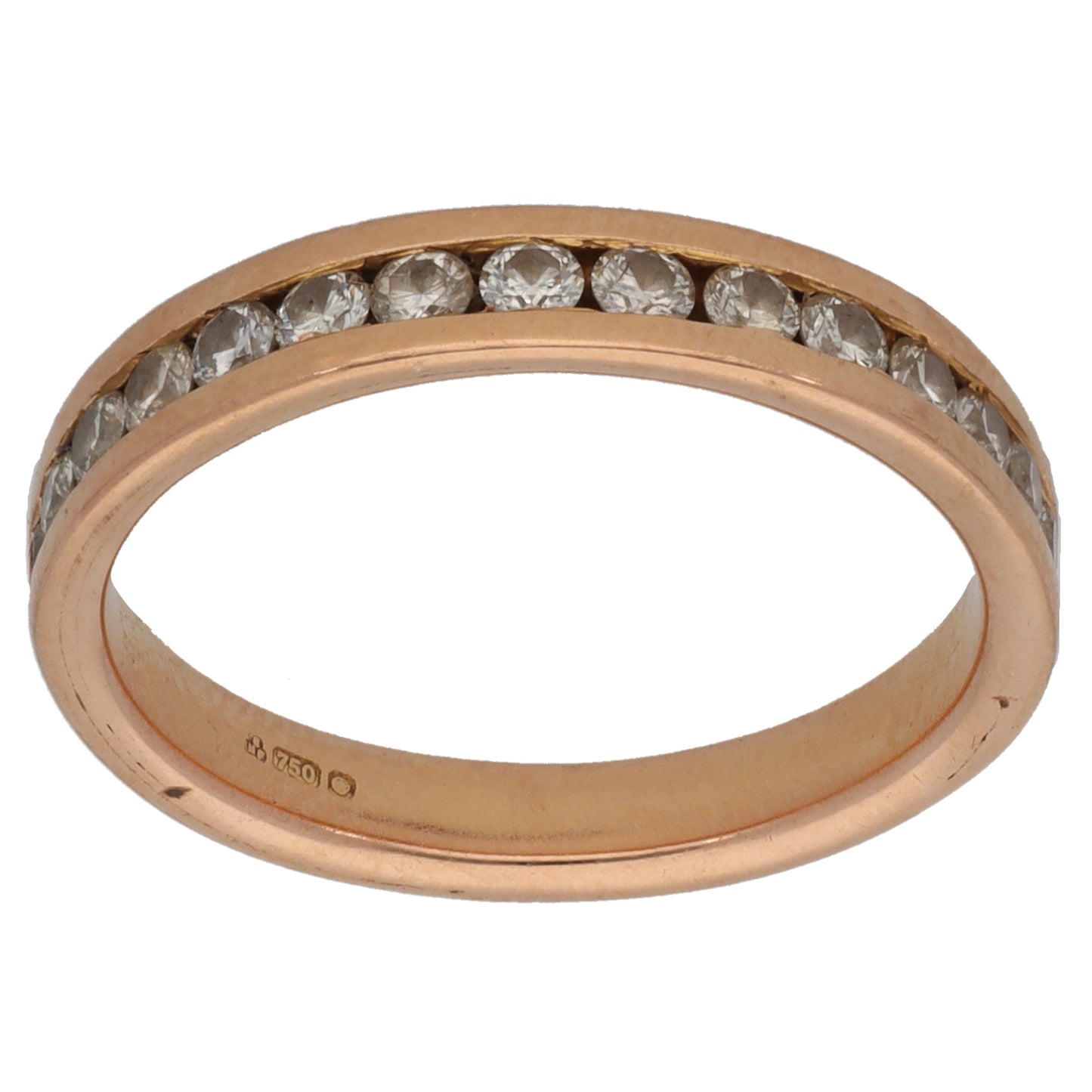 18ct Rose Gold 0.51ct Diamond Half Eternity Ring Size L