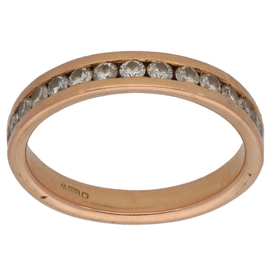 18ct Rose Gold 0.51ct Diamond Half Eternity Ring Size L