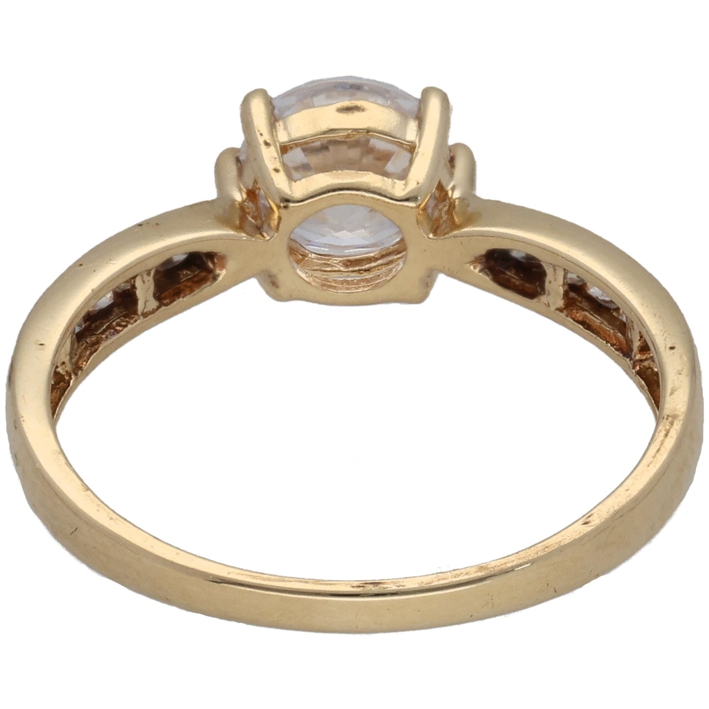 9ct Gold Cubic Zirconia Single Stone Ring With Accents Size M