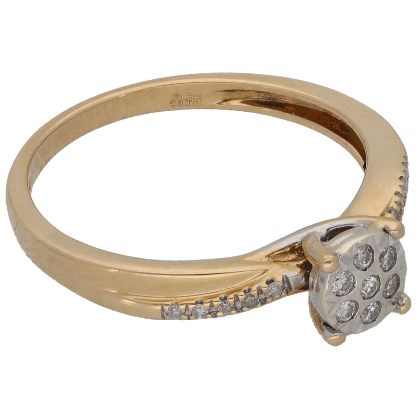 9ct Gold 0.10ct Diamond Cluster Ring Size L