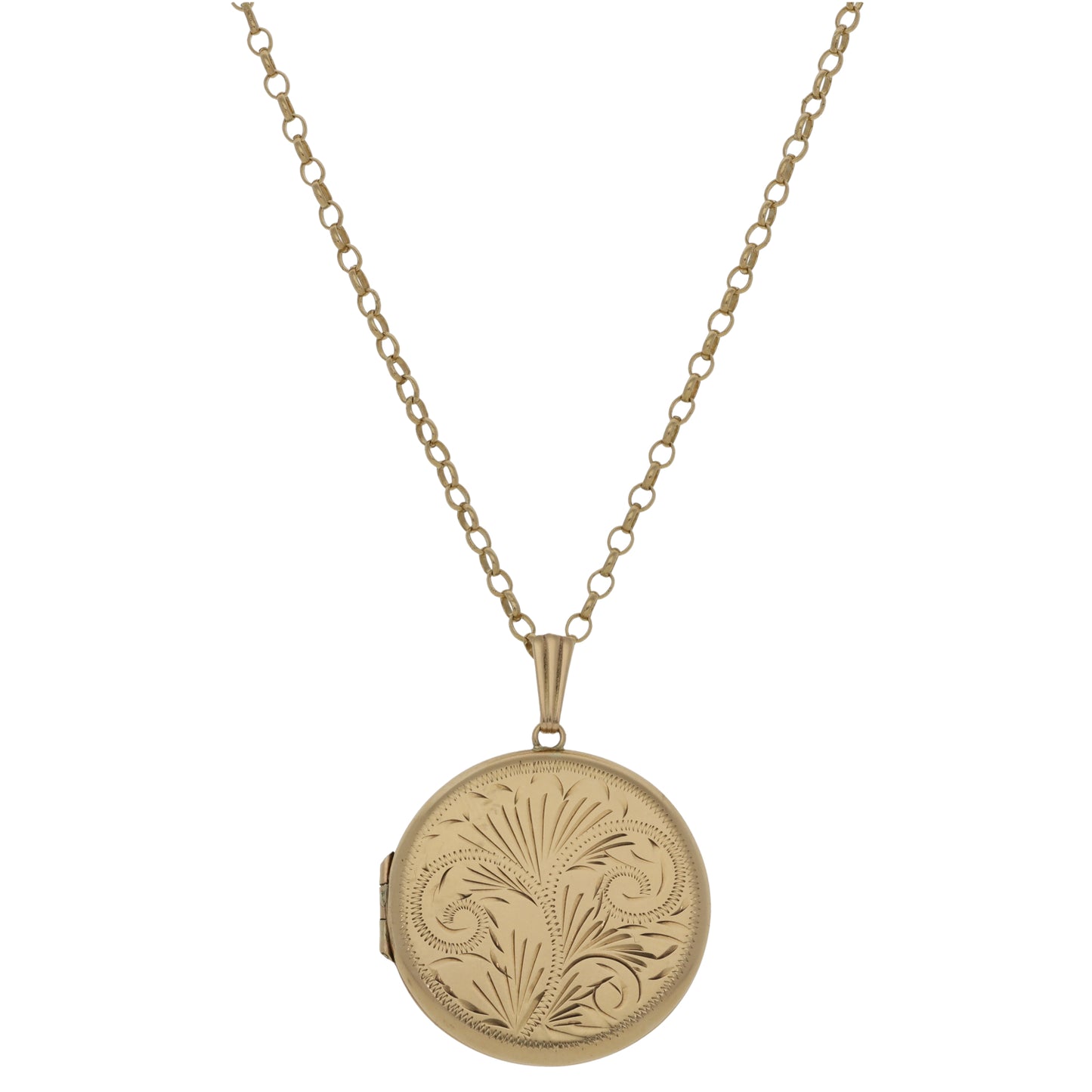 9ct Gold Patterned Locket Pendant With Chain