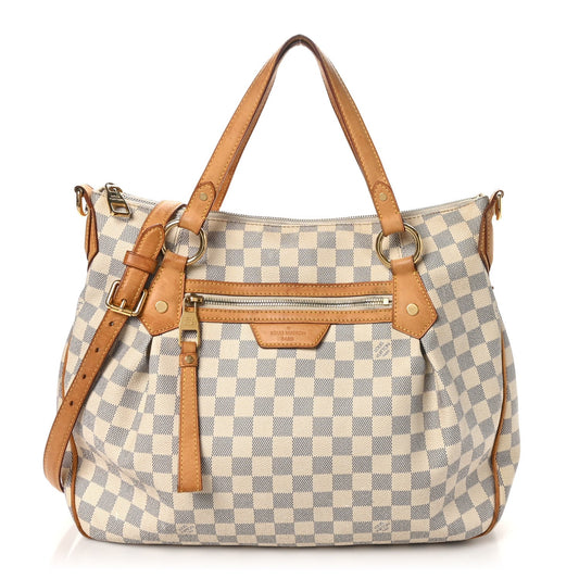 Louis Vuitton Evora Damier Azur Hand Coated Canvas Bag - White