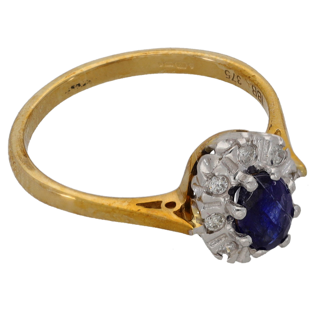 9ct Gold 0.065ct Diamond & Sapphire Dress/Cocktail Ring Size L