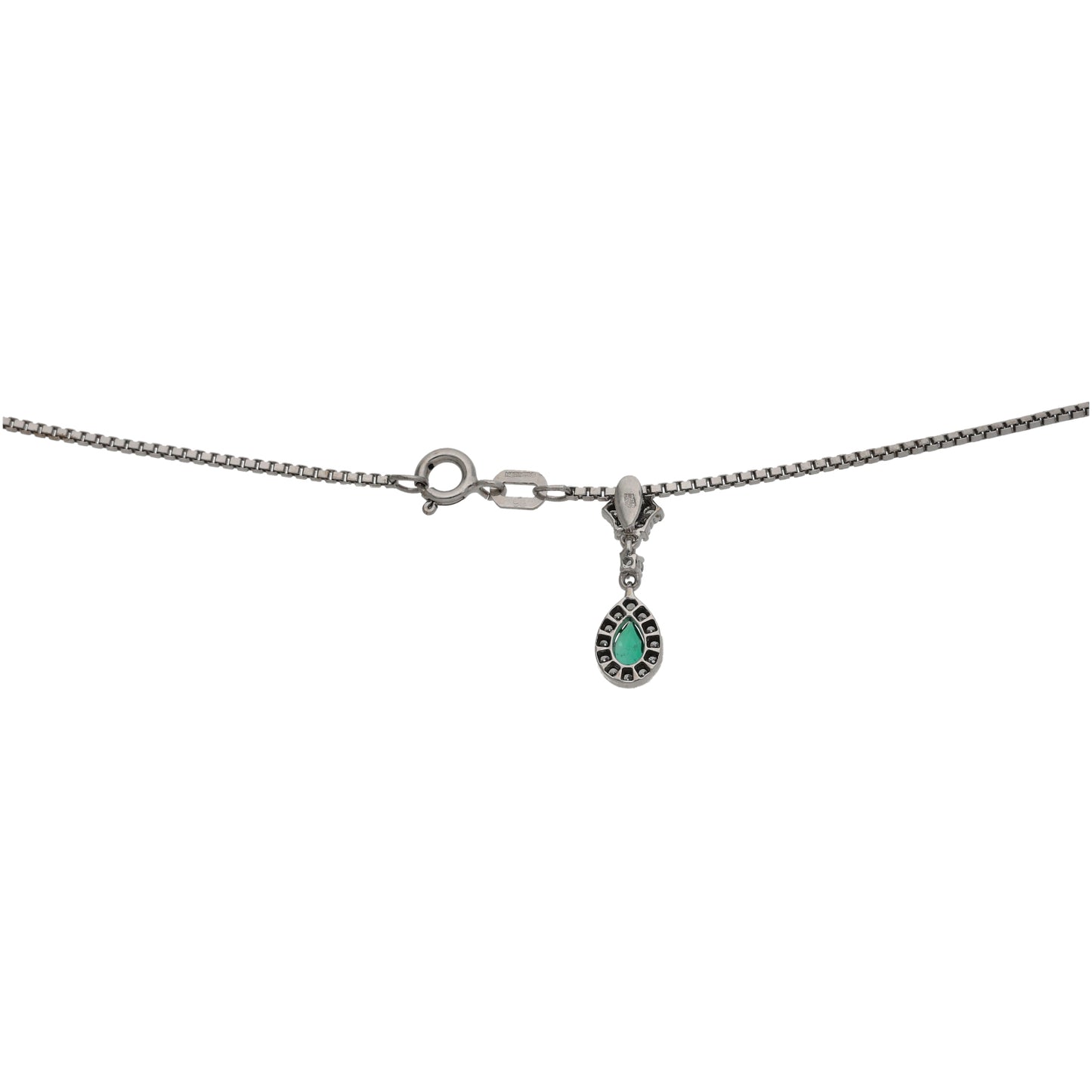 18ct White Gold 0.20ct Diamond & Emerald Dress/Cocktail Pendant