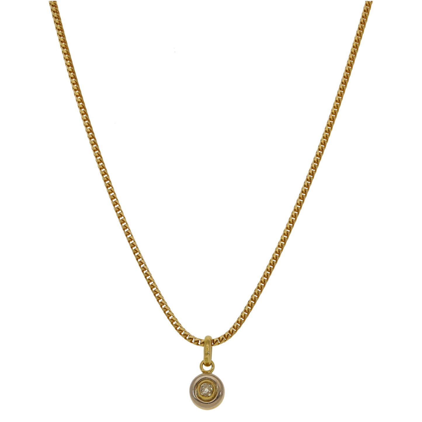 18ct Gold 0.20ct Diamond Solitaire Pendant With Chain