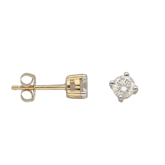 New 9ct Gold 0.50ct Diamond Solitaire Stud Earrings