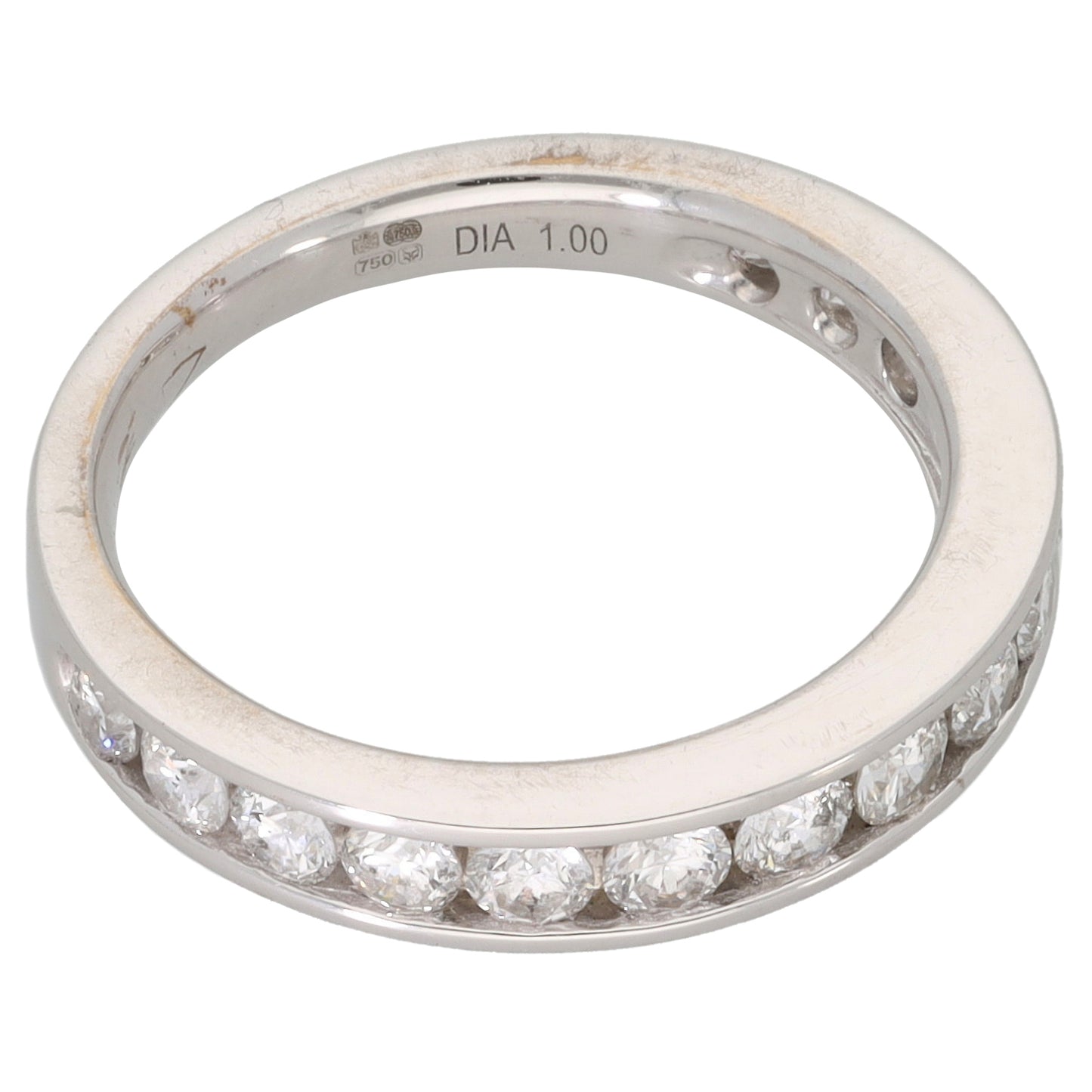 18ct White Gold 1.00ct Diamond Half Eternity Ring Size M