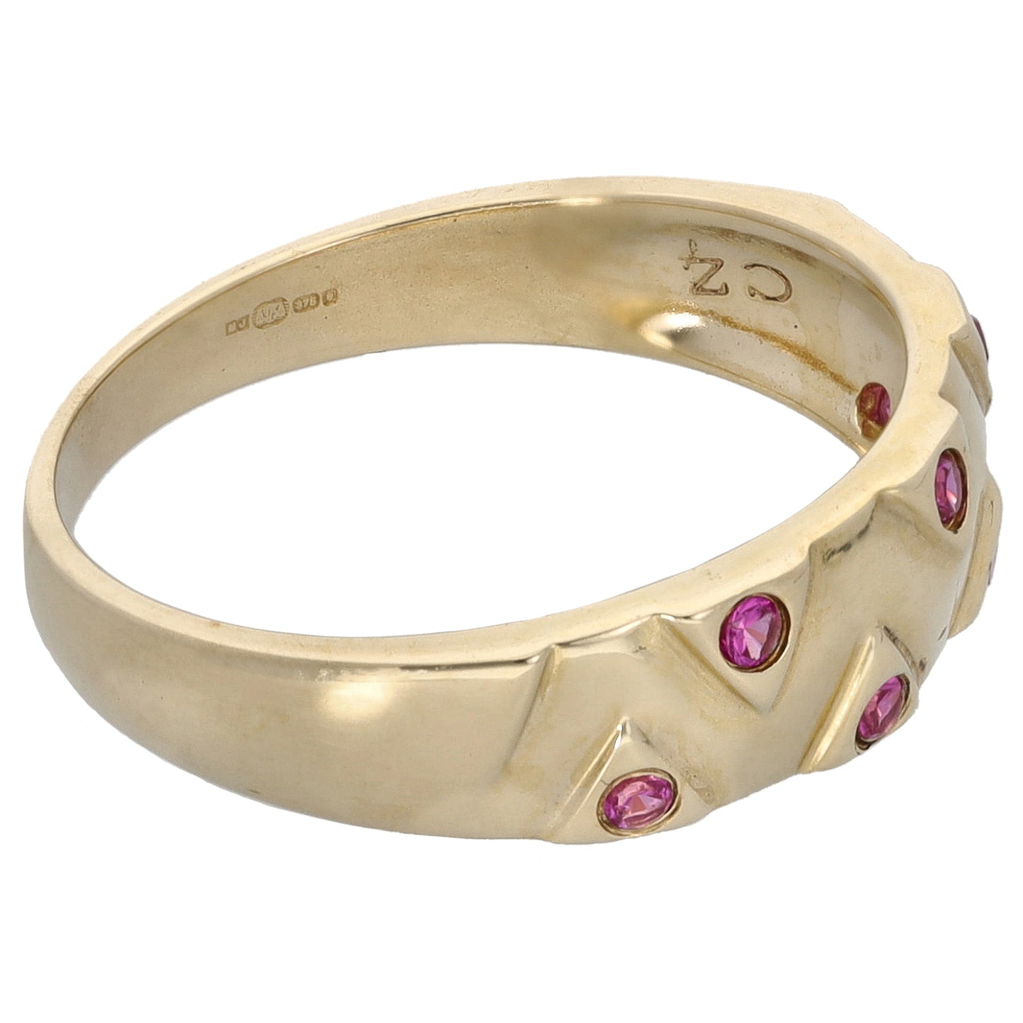 9ct Gold Ruby Half Eternity Ring Size N