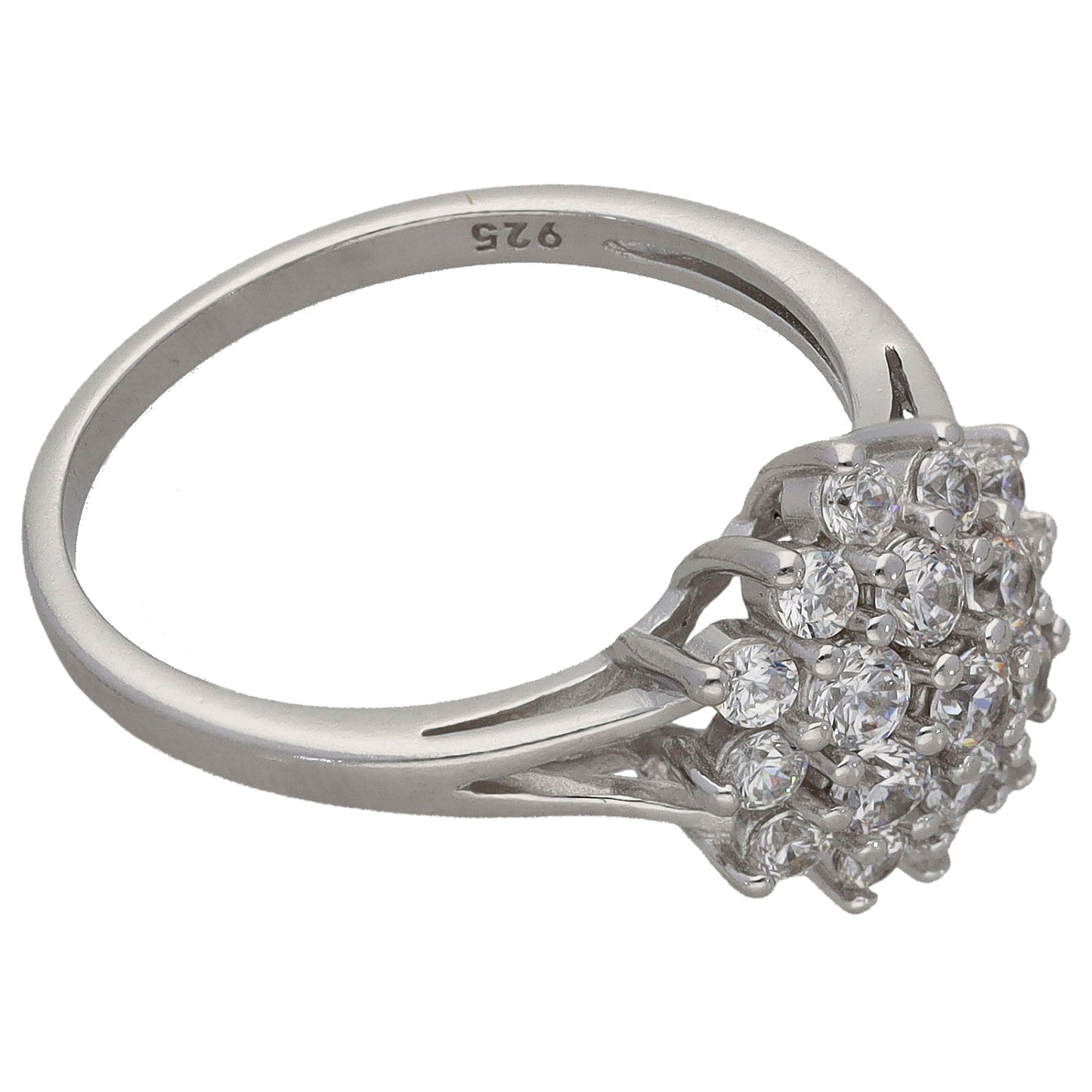 New Sterling Silver Cubic Zirconia Cluster Ring Size P