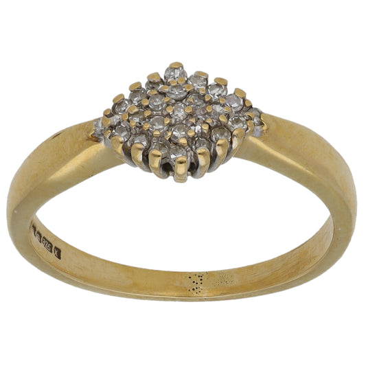 9ct Gold 0.125ct Diamond Cluster Ring Size K