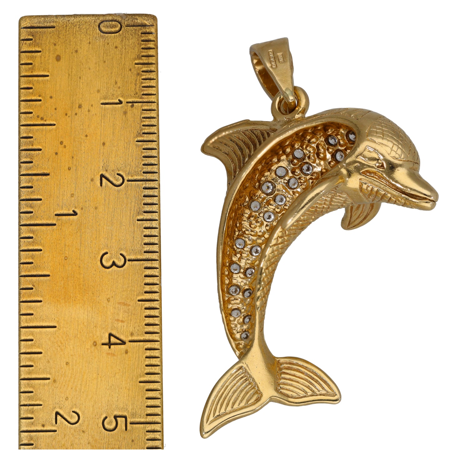 9ct Gold Cubic Zirconia & Imitation Dolphin Pendant
