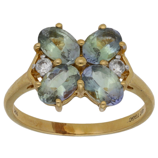 9ct Gold Tanzanite & Imitation Dress/Cocktail Ring Size P