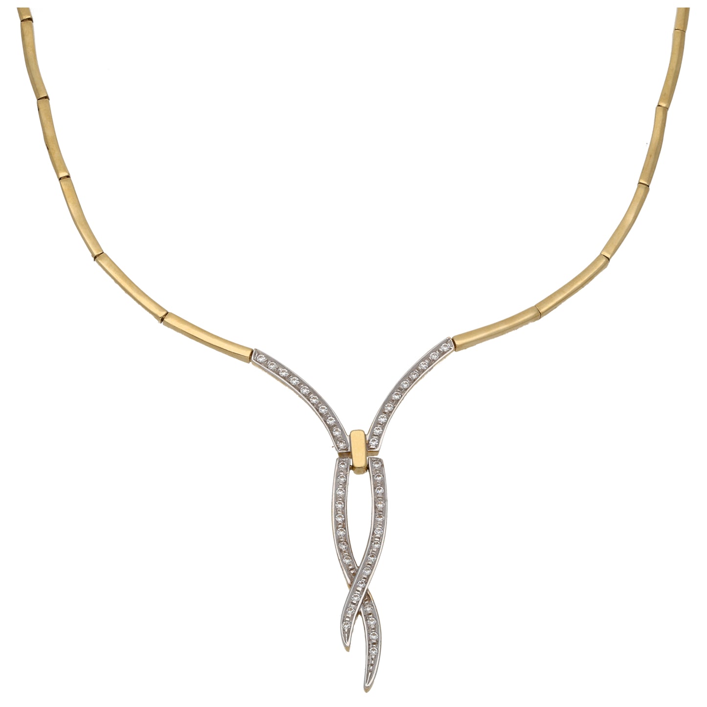 9ct Gold Cubic Zirconia Fancy Necklace 16"
