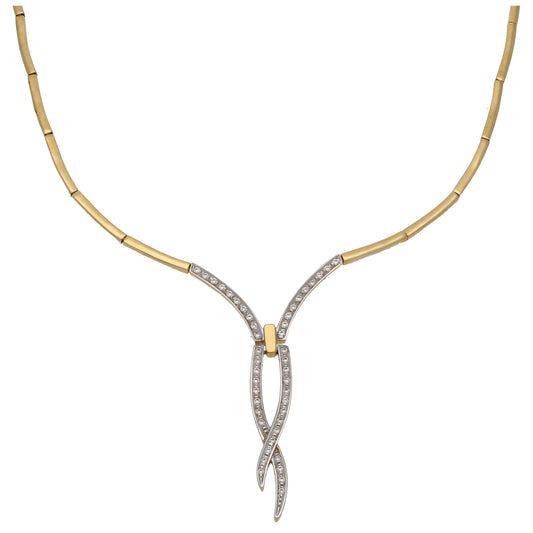 9ct Gold Cubic Zirconia Fancy Necklace 16"