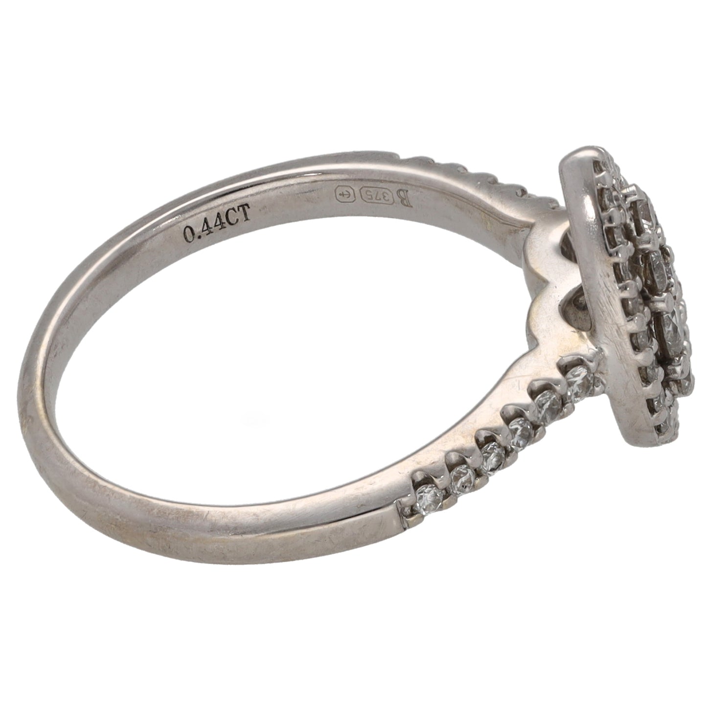 9ct White Gold 0.44ct Diamond Dress/Cocktail Ring Size K