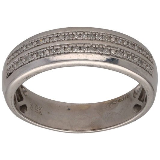 9ct White Gold 0.10ct Diamond Alternative Ring Size T