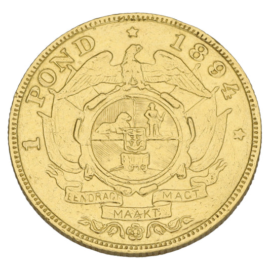22ct Gold South Africa 1 Pond Coin 1894