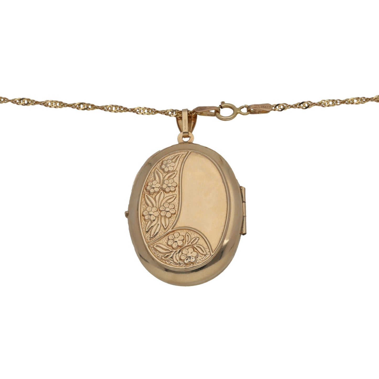 9ct Gold Patterned Locket Pendant With Chain