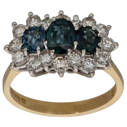 18ct Gold 0.64ct Diamond & Sapphire Dress/Cocktail Ring Size N