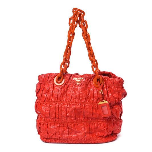 Prada Vernice Gaufre Patent Leather Bag - Orange