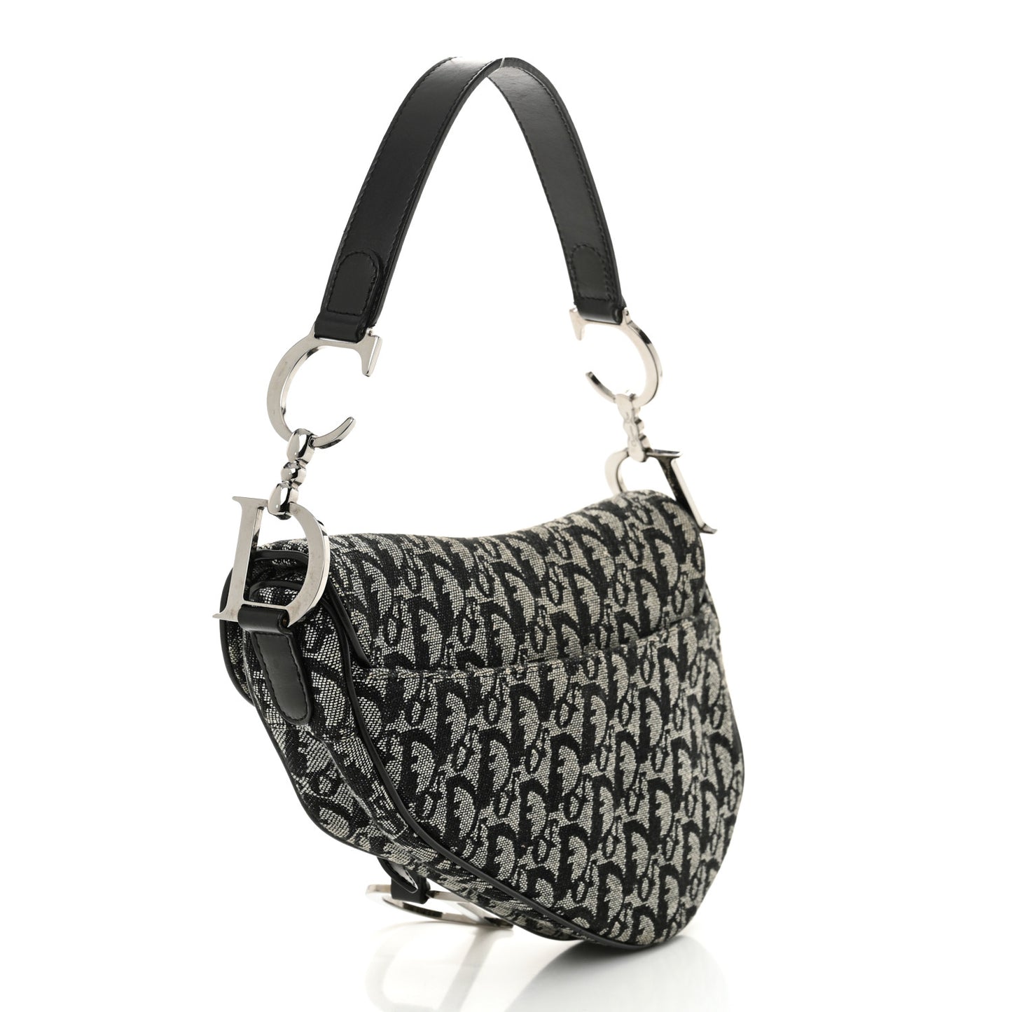 Christian Dior Saddle Oblique Canvas Bag - Black & Grey