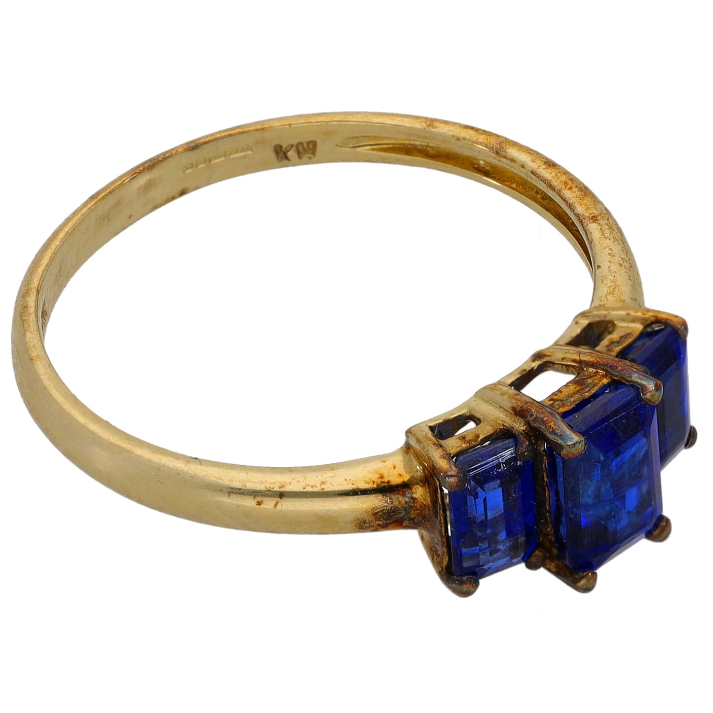 9ct Gold Kyanite Three Stone Ring Size P