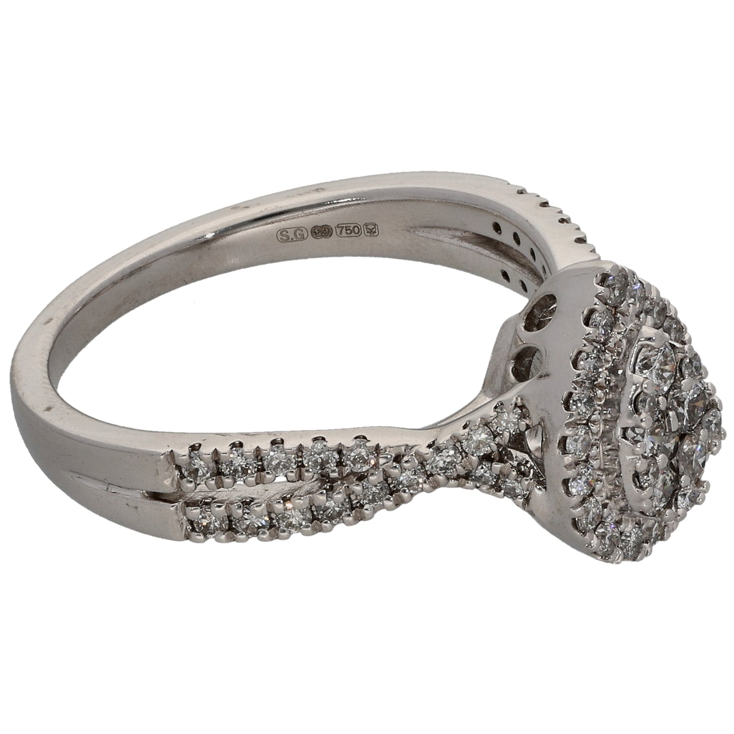 18ct White Gold 0.50ct Diamond Dress/Cocktail Ring Size L