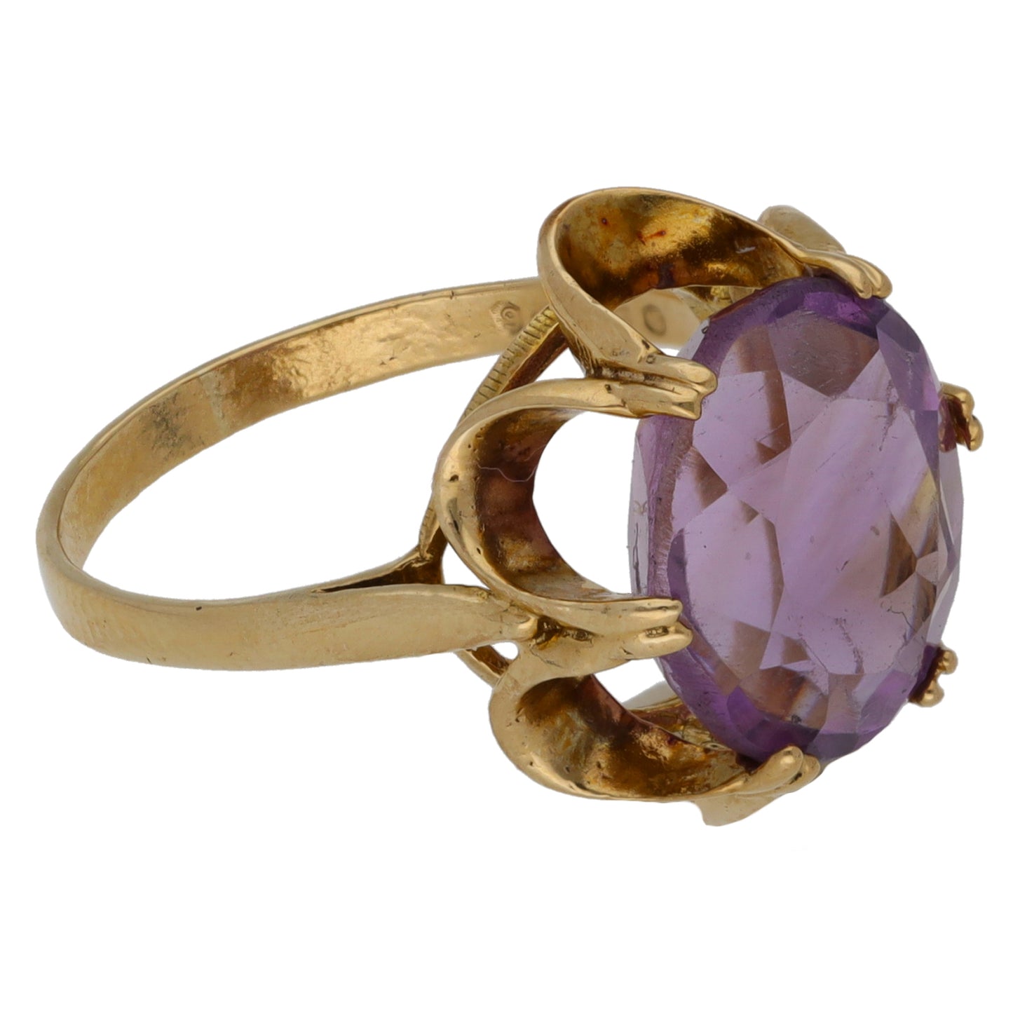 9ct Gold Amethyst Single Stone Ring Size M