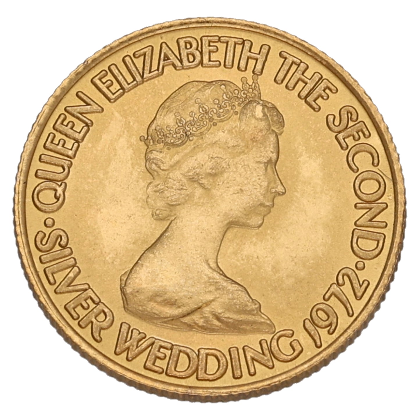 22ct Gold Queen Elizabeth II Silver Wedding Five Pounds Coin 1972