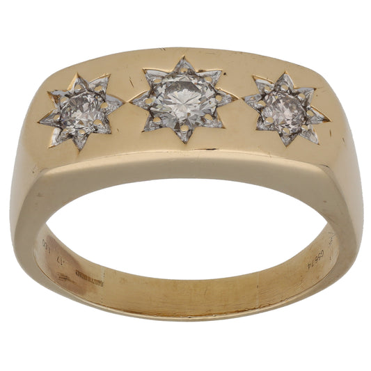 9ct Gold 1.03ct Diamond Three Stone Ring Size Z+5