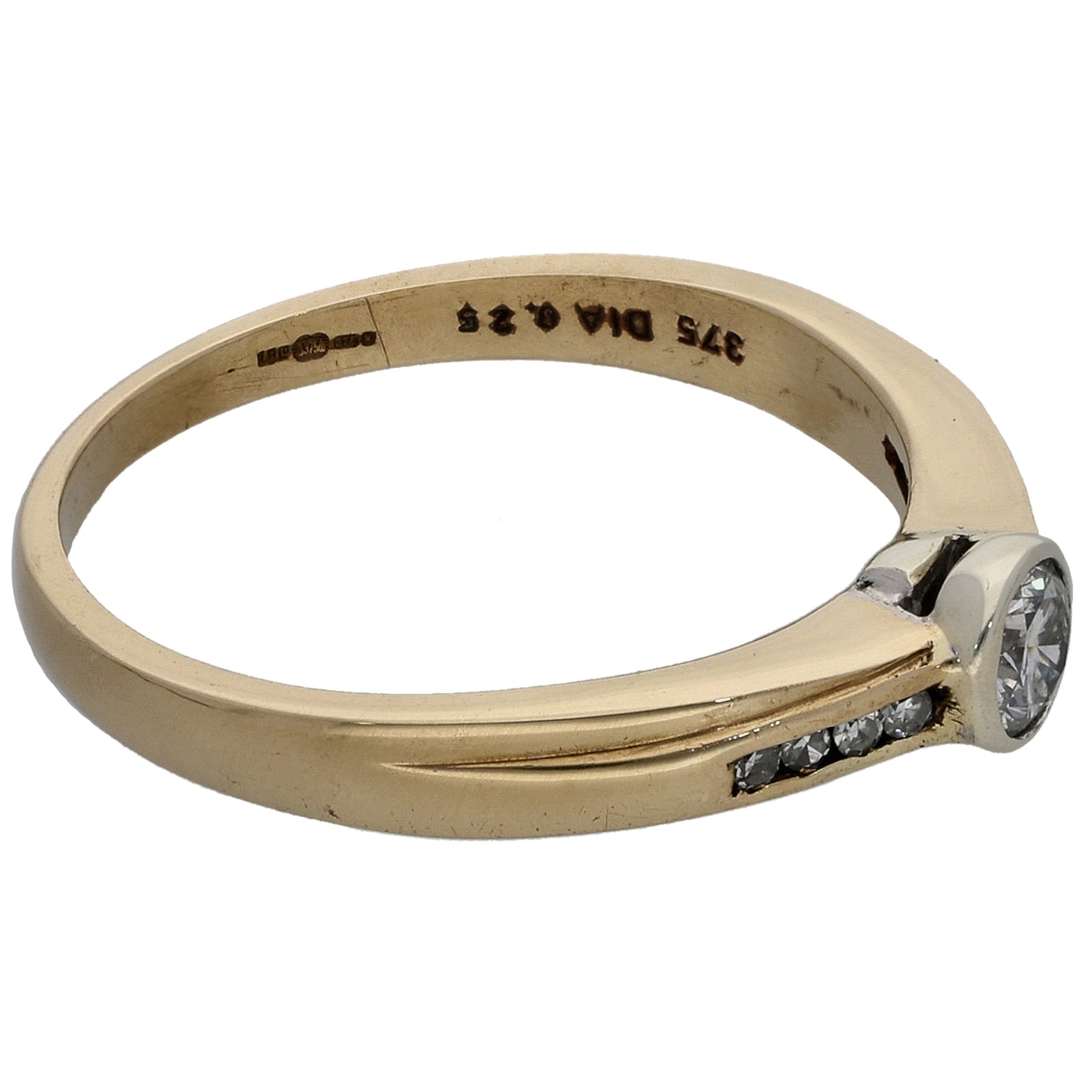 18ct Gold 0.25ct Diamond Solitaire Ring With Accent Stones Size N
