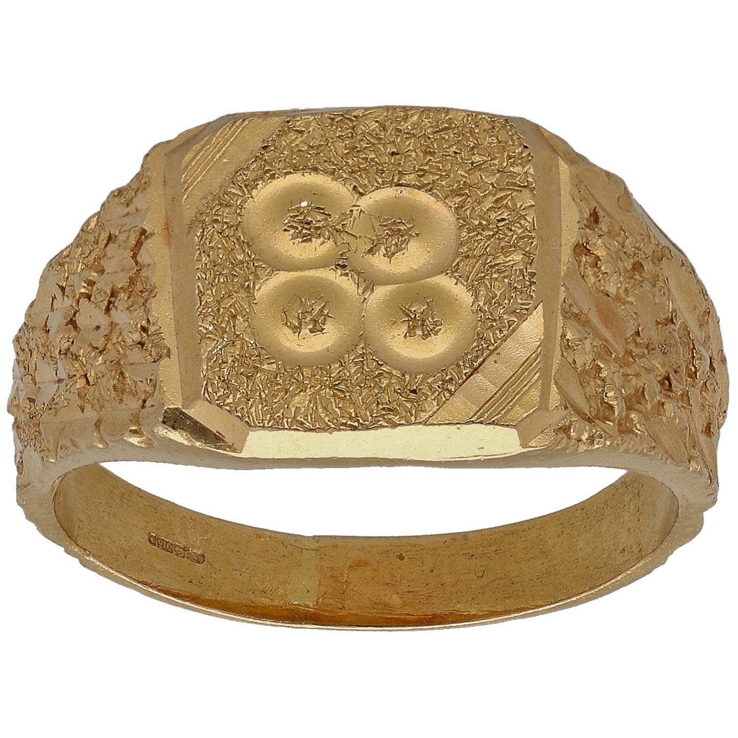 22ct Gold Patterned Signet Ring Size O