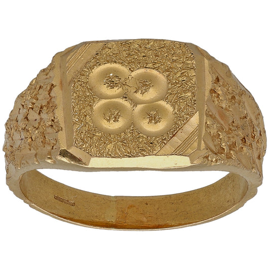 22ct Gold Patterned Signet Ring Size O