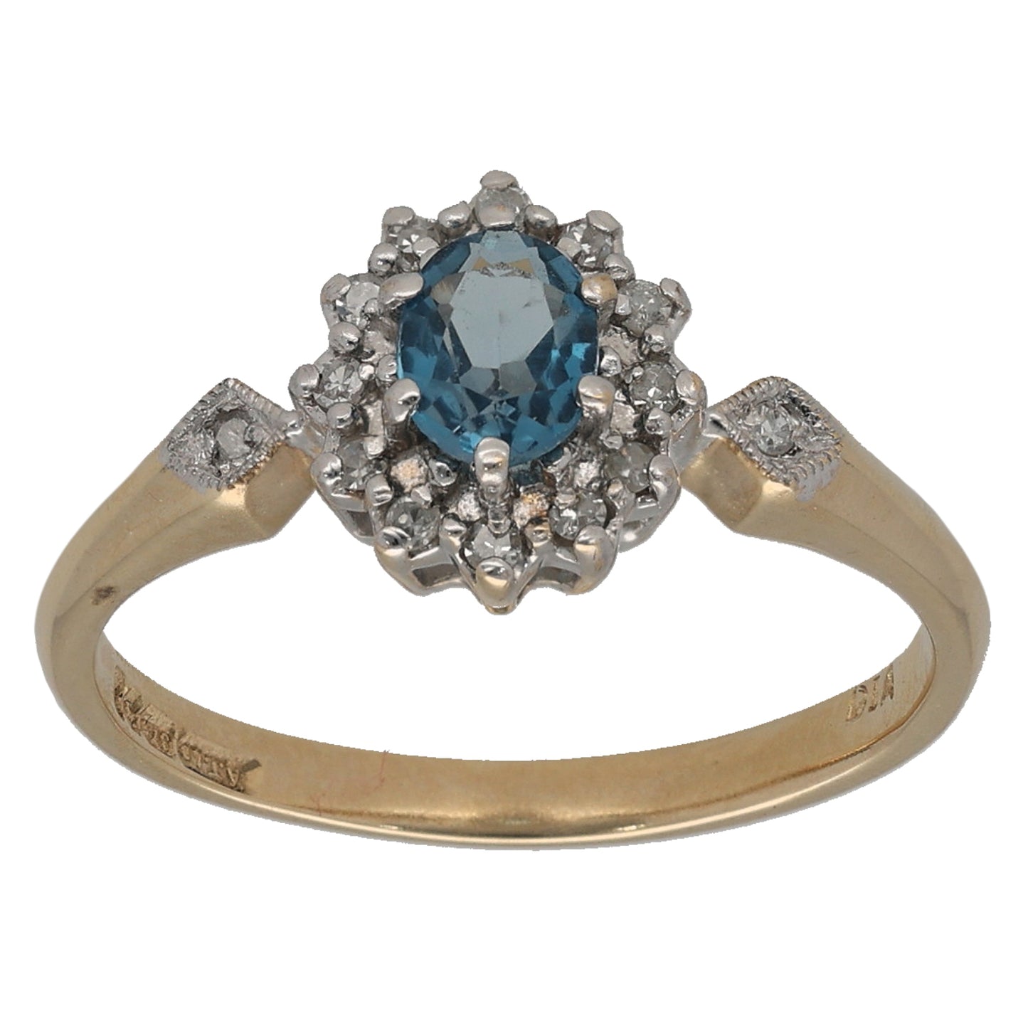 9ct Gold 0.07ct Diamond & Topaz Dress/Cocktail Ring Size N