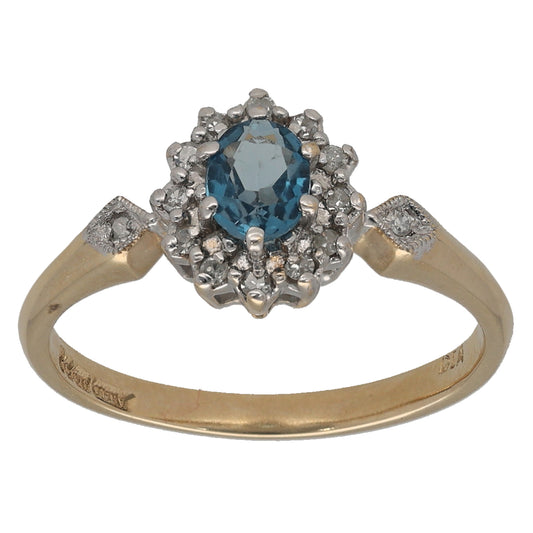 9ct Gold 0.07ct Diamond & Topaz Dress/Cocktail Ring Size N
