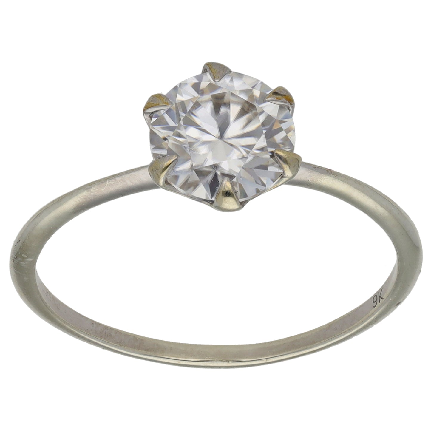 9ct White Gold Cubic Zirconia Single Stone Ring Size U