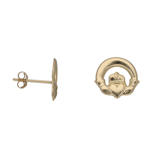 9ct Gold Claddagh Stud Earrings