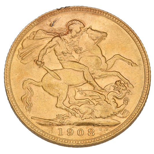 22ct Gold King Edward VII Full Sovereign Coin 1908