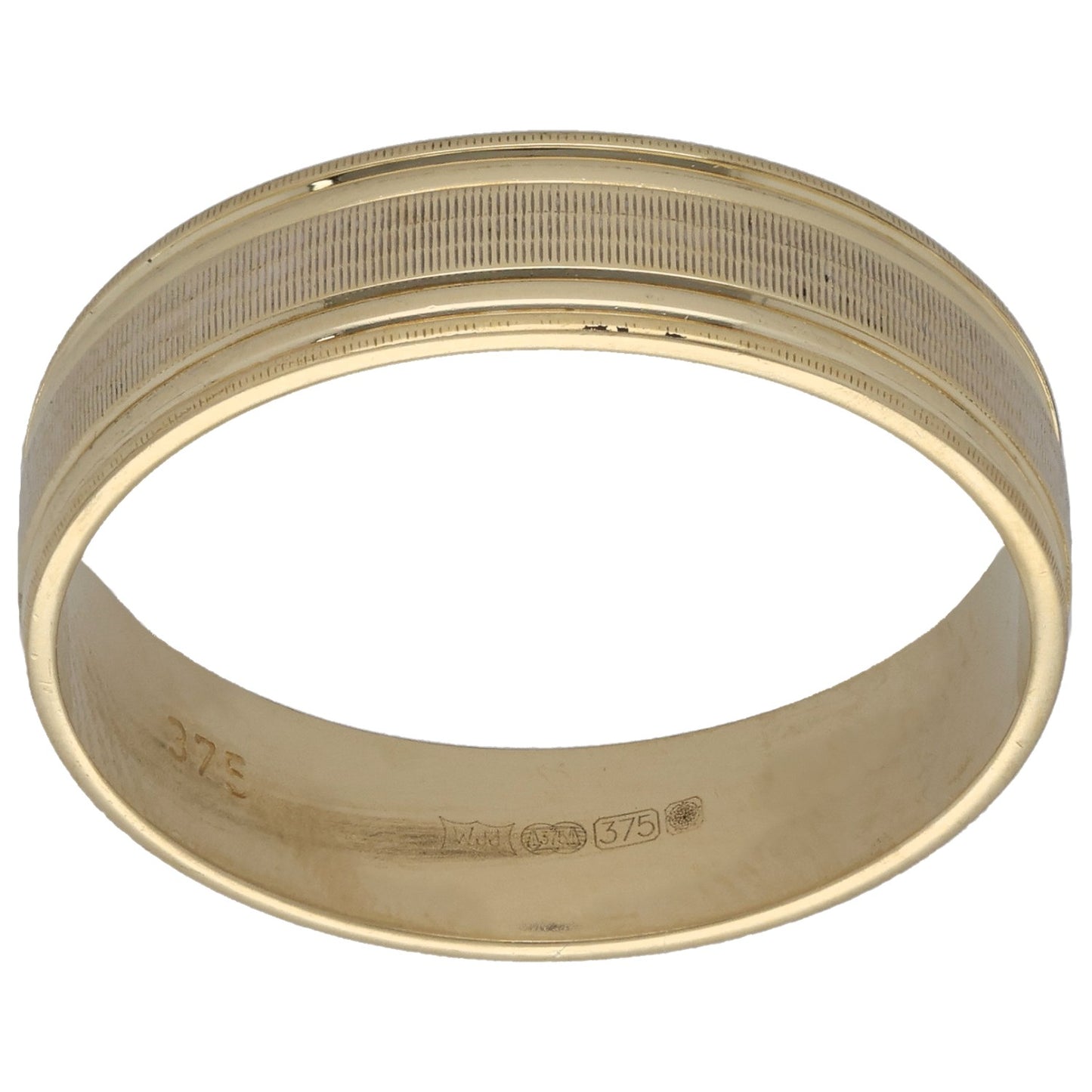 9ct Bicolour Gold Patterned Wedding Ring Size V