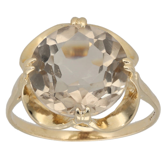 9ct Gold Quartz Solitaire Ring Size Q