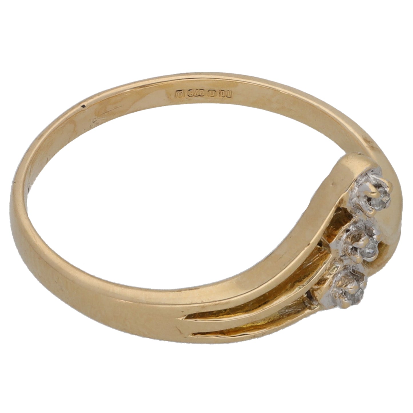 9ct Gold 0.015ct Diamond Trilogy Ring Size N
