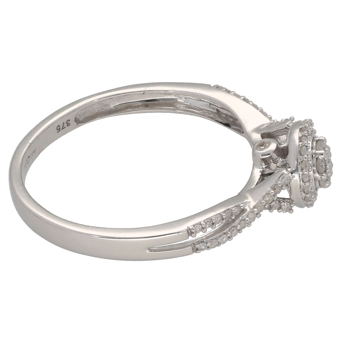 9ct White Gold 0.20ct Diamond Dress/Cocktail Ring Size P